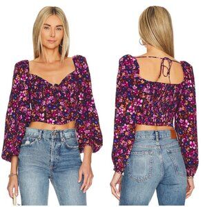 💕ASTR💕 Edwina Floral Corset Long Sleeve Top ~ Purple Floral Print XS NWT